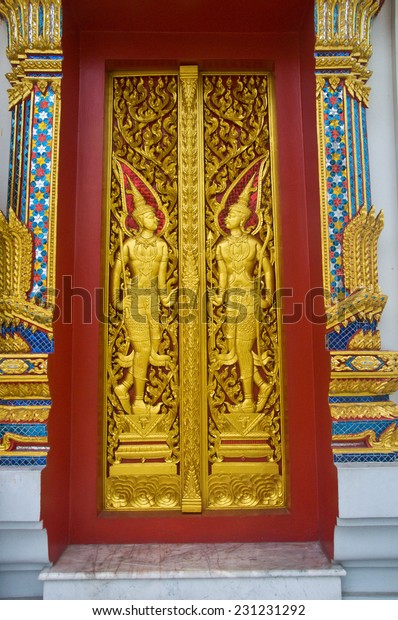 Angel Decoration Buddhist Temple Door Stock Photo Edit Now 231231292