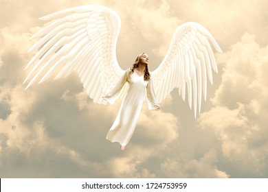 Angel Floating in the Clouds - Powered by Shutterstock
