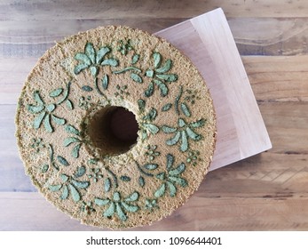 Angel Food Cake With Flower Patterns On Top