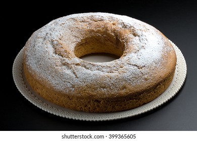 Angel Food Cake On Black Background