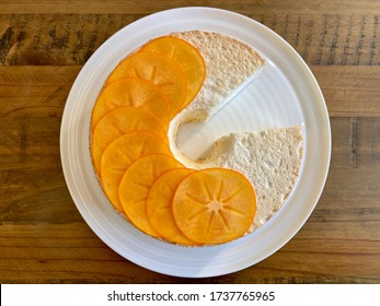 Angel Food Cake Topped With Persimmon Slices 