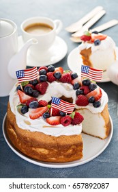 Angel Food Cake With Whipped Cream And Fresh Berries