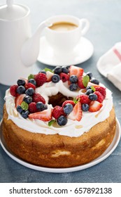 Angel Food Cake With Whipped Cream And Fresh Berries