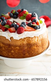 Angel Food Cake With Whipped Cream And Fresh Berries