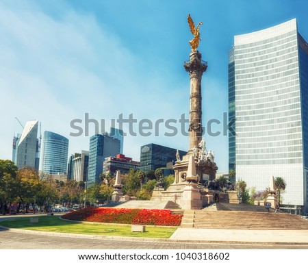 The Angel of Independence,   officially known as Monumento a la Independencia  is a victory column on a roundabout on the major thoroughfare of Paseo de la Reforma in downtown Mexico City.