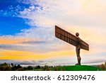 The angel of the north a steel sculpture stand alone on morning day at Newcastle Upon Tyne, UK