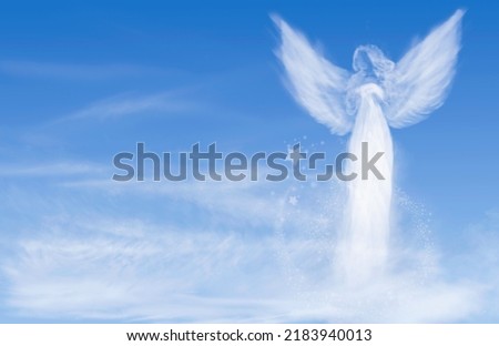 Angel in the sky. Angel-shaped cloud
