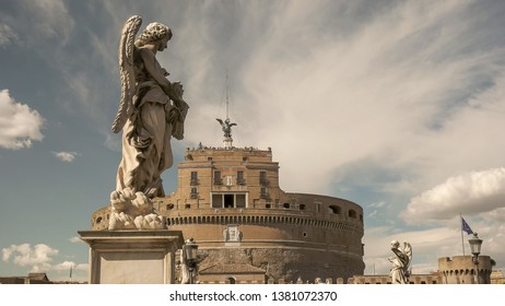 Angel Statue Close Up At Castel Santangelo, Rome