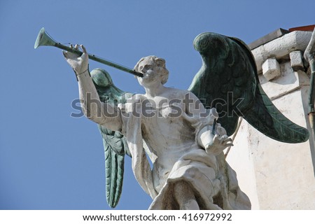 Angel Statue with trumpet in Venice Italy