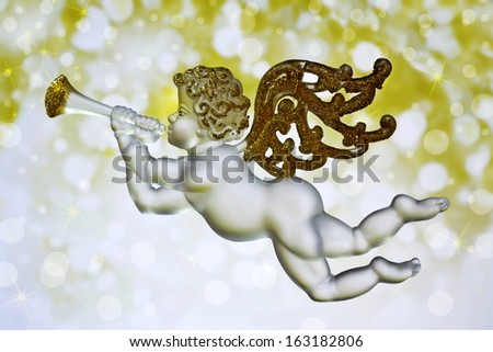 Angel with trumpet. Christmas. Background.