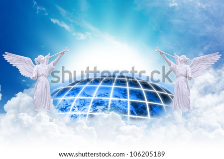 Angels heaven and earth background : Elements of this image furnished by NASA