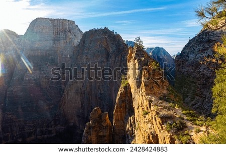 Angels Landing From Scout Lookout, West Rim Trail, Zion National Park, Utah, USA