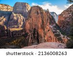 Angels Landing from the West Rim Trail at Zion National Park, Utah