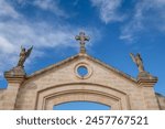 angels of the main portal, Llucmajor cemetery, Mallorca, Balearic Islands, Spain