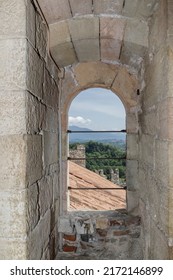 Angera, Italy - June 4, 2022: In the Borromeo Castle (Rocca di Angera).