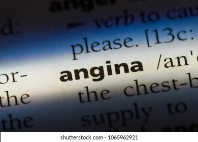 Angina Word In A Dictionary. Angina Concept.