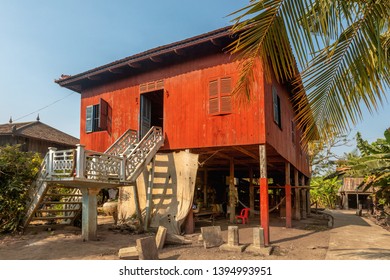 Angkor Ban Village On The Banks Of The Mekong River, Battambang Province, Cambodia (Khmer).