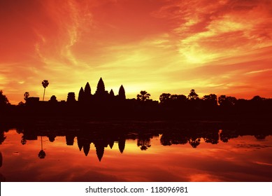 Angkor Wat In Sunset In Siemriep, Cambodia