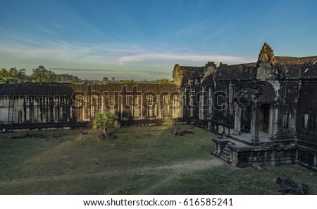 Angkor Wat temple in hot sunny morning in Cambodia