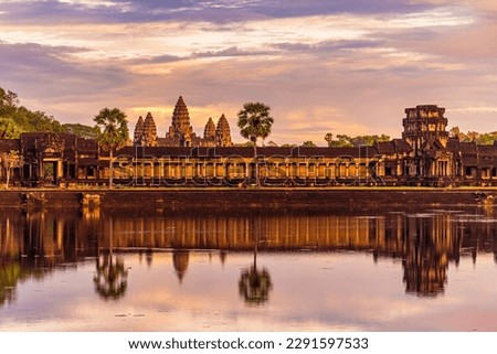 Angkor Wat temple at sunset near Siem Reap, Cambodia