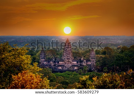 Angkor Wat Temple at sunset, Siem reap in Cambodia.