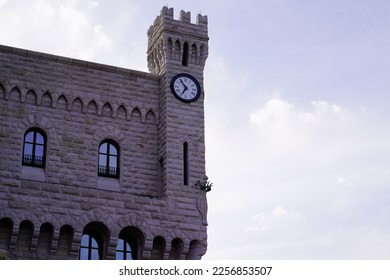 angle corner with the official castle clock Prince Palace of Monaco