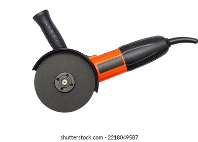 Angle grinder with abrasive disk isolated on a white background