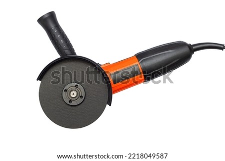 Angle grinder with abrasive disk isolated on a white background