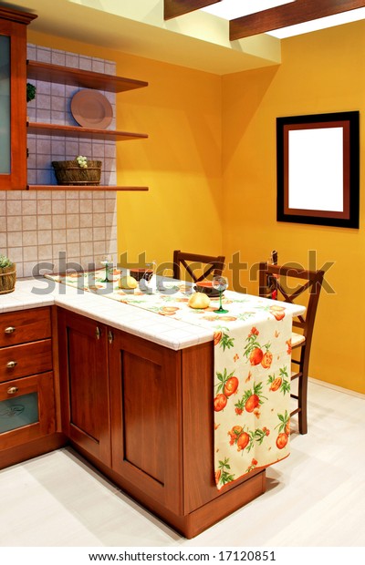 Angle Shot Kitchen Countertop Country Style Royalty Free Stock Image