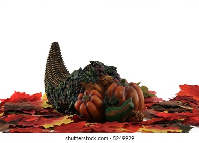 angle view of cornucopia on leaves