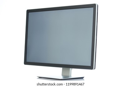 Angle View On Pc Monitor Isolated On White Background