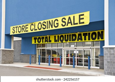 Angled Shot Of Retail Store Closing Sale/ Total Liquidation