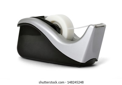 Angled View Of Sticky Tape Dispenser On White Background