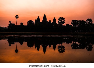 Angor Wat temple in Siem Reap, Cambodia at sunrise.