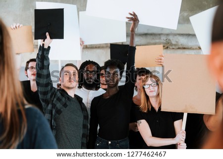 Angry activists protesting in a city