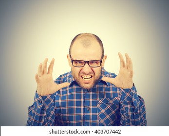 Angry Bald Man Glasses Isolated On Stock Photo 403707442 | Shutterstock