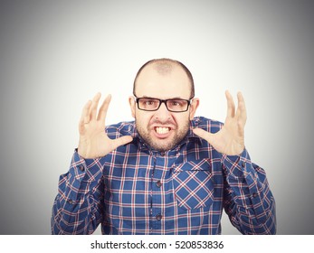 Angry Bald Man Glasses Isolated On Stock Photo 520853836 | Shutterstock