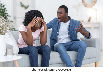 Angry Black Man Yelling At His Crying Wife, Home Interior