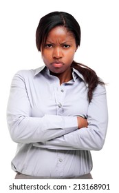 Angry Black Woman Isolated On White