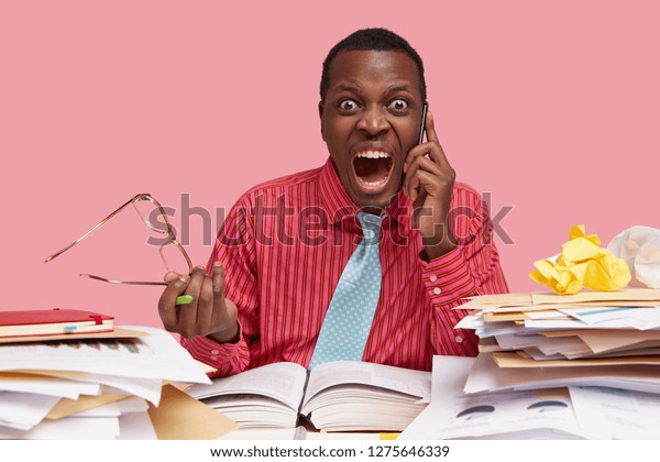 Angry Boss Concept Outraged Dark Skinned Stock Photo 1275646339 ...