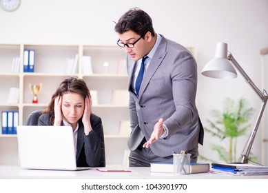 Angry Boss Unhappy With Female Employee Performance