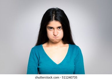 Angry Brunette Woman Puffed Out Cheeks Stock Photo 511240735 | Shutterstock