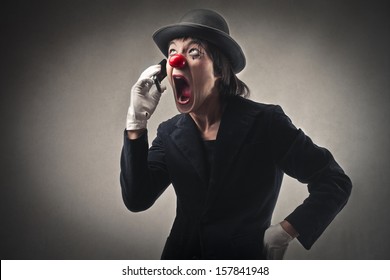 Angry Clown Screaming On The Phone