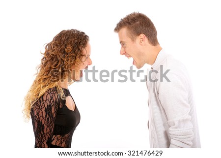 Similar – Image, Stock Photo Young couple screaming to each other