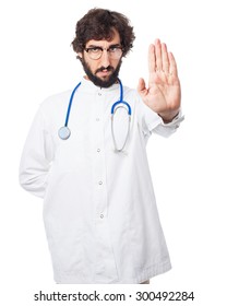 Angry Doctor Man Stop Gesture Pose