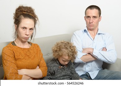 An Angry Family, Mother, Father And Son