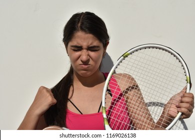 Angry Female Teen Tennis Player