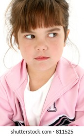 Angry Five Year Old Girl In Pink.