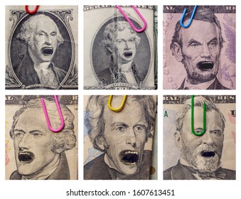 Angry Founding Fathers Yelling In Pictures On American Money