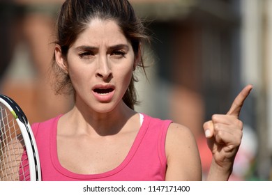 Angry Girl Tennis Player Female Adult